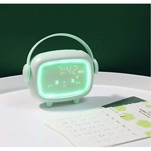 Réveil Matin Lapin Induction Mignon – Veilleuse Respirante Automatique, Lumière Douce, Affichage Heure/Date/Température, Contrôle Vocal Ou Par Tapotement