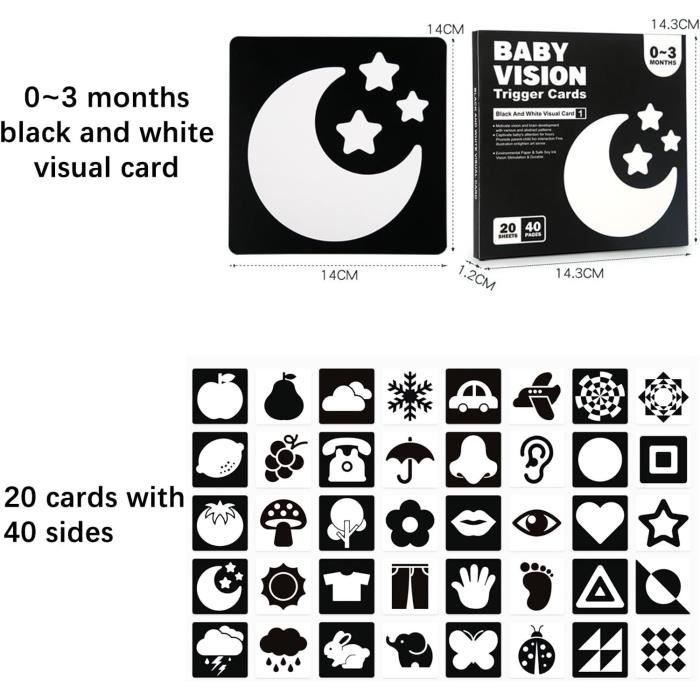 Lot de 120 cartes bébé à contraste élevé Cartes sensorielles