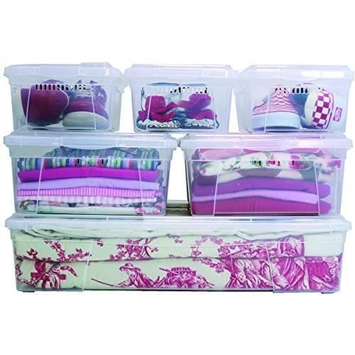 Boîte Rangement Transparente M-Home SPACE BOX - 5,7L, 35,5x21x12cm, Avec Couvercle