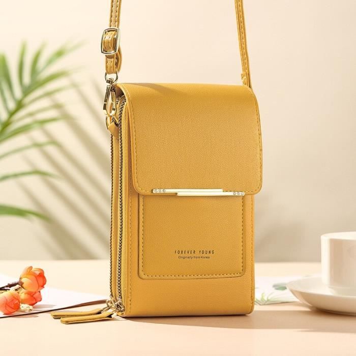 Sac Bandoulière Téléphone Femme RRANCharltu - Portefeuille Cuir PU, Porte-Cartes, Écran Tactile