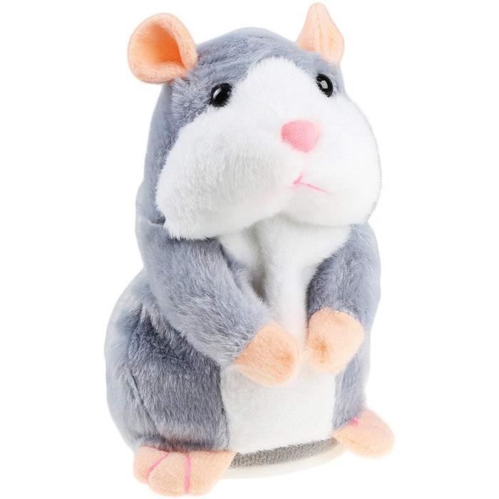CONFO Parler Hamster Plush Toy drole Peluche Repete ce Que tu Dis Jouet electronique Parlant Cadeau de Bebe Enfant adorable Gris