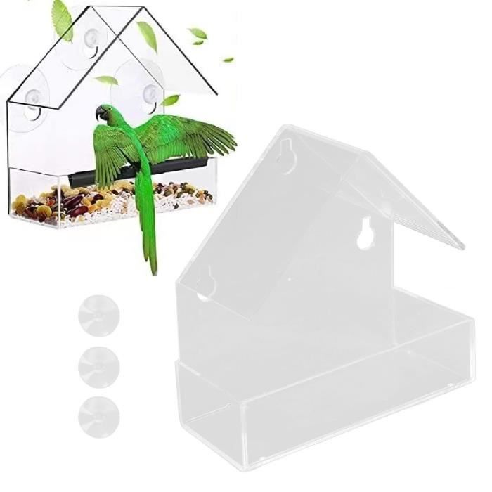 ESTINK Mangeoire pour oiseaux de fenêtre Mangeoire à Oiseaux de Fenêtre,  Grande Maison à Oiseaux en Acrylique animalerie hygiene