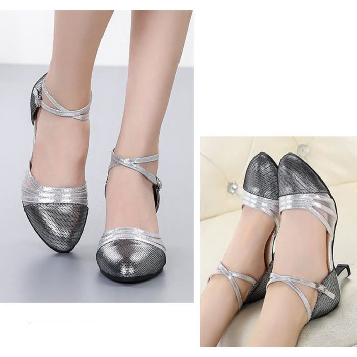 Chaussures De Danse Latine Femme - Talons Hauts Bout Fermé - Sandales Souples Pour Salsa, Tango, Bachata - Salon Et Fête