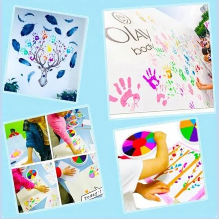 Kit Tampons Encreurs Pour Enfants - 15 Couleurs Non Toxiques - Format 7,5 X 5,5 Cm - Pour Peinture Aux Doigts, Scrapbooking, Activités Créatives