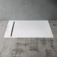 Sogood® Receveur de Douche Design Ultra Plat 4 cm Rectangulaire en Solid Surface Blanc Mat Geoma04 80x160x4 cm avec Bonde AL01-2