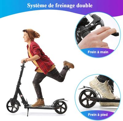 PHOEROS Trottinette pour Enfants 6-12Ans,Adolescents et Adultes Trottinette Pliable Aluminium Léger pour Ados,Garçons&Filles,avec Grandes Roues 200mm,7 Hauteurs Réglables,Absorption Chocs