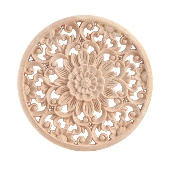 4 Décorations En Bois Sculpté Style Vintage - Appliques Murales Pour Meubles, Armoires Et Miroirs - Motif Fleur