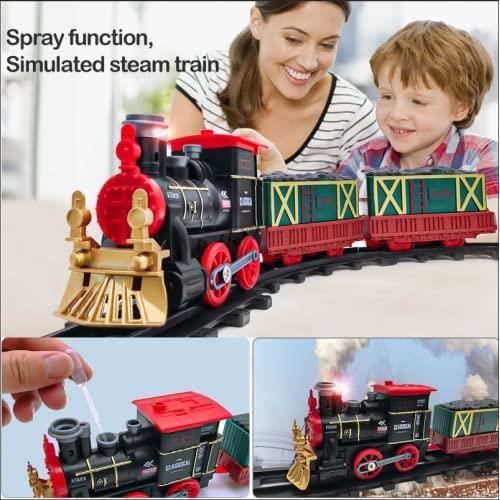 Train Electrique pour Enfants -16 Accessoires de Rails Cadeau de Noël Pour Tout-petits 3+ ans Bleu/Noir/Vert/Bleu foncé