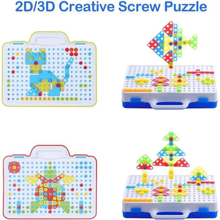 yoptote 224PCS Mosaique Enfant Puzzle 3D Jeux Montessori Educatif  Dinosaures Puzzle Jeu Construction Jeux de Société Jouet Enfant Garcon Fille  3 4 5 Ans 