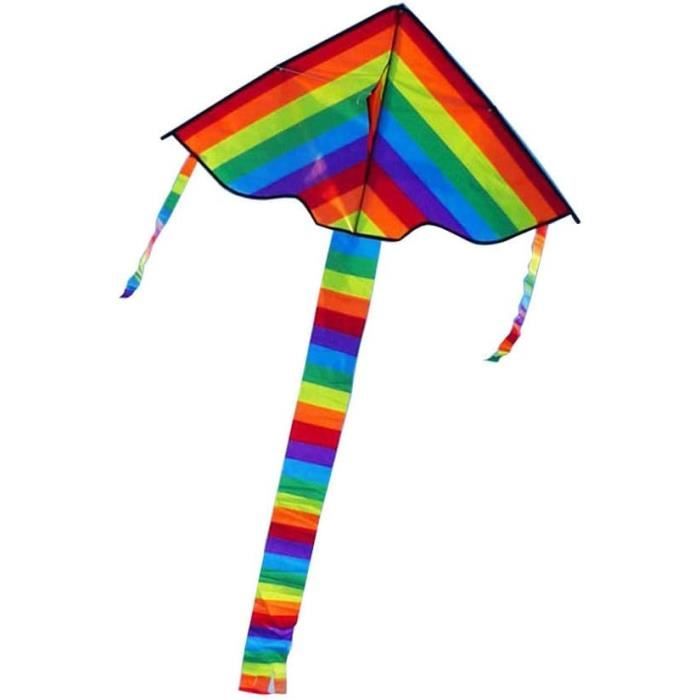Daweglop Cerf-volant Longue Traîne – Coloré, 90x50 Cm, Corde 50 M, Facile à Faire Voler, Pour Enfants Dès 6 Ans, Activité Plein Air, Sac De Transport