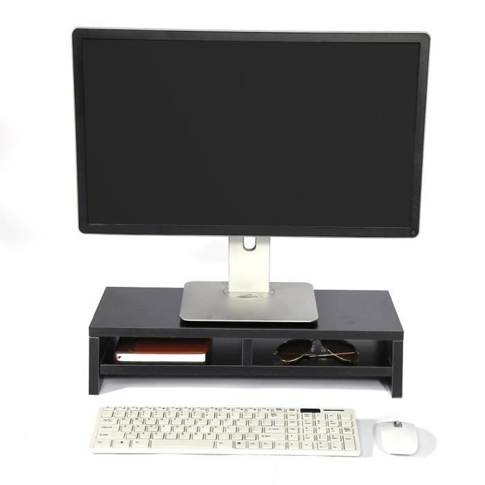 Rehausseur écran et PC avec etagére Noir – decotek