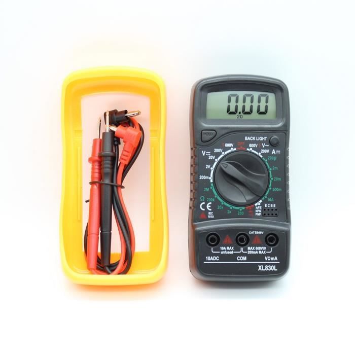 Multimètre numérique 1999 multi-testeur portable avec cordons de test Mini  voltmètre ampèremètre ohmmètre avec rétroéclairage LCD pour test de tension  test de continuité de courant de diode