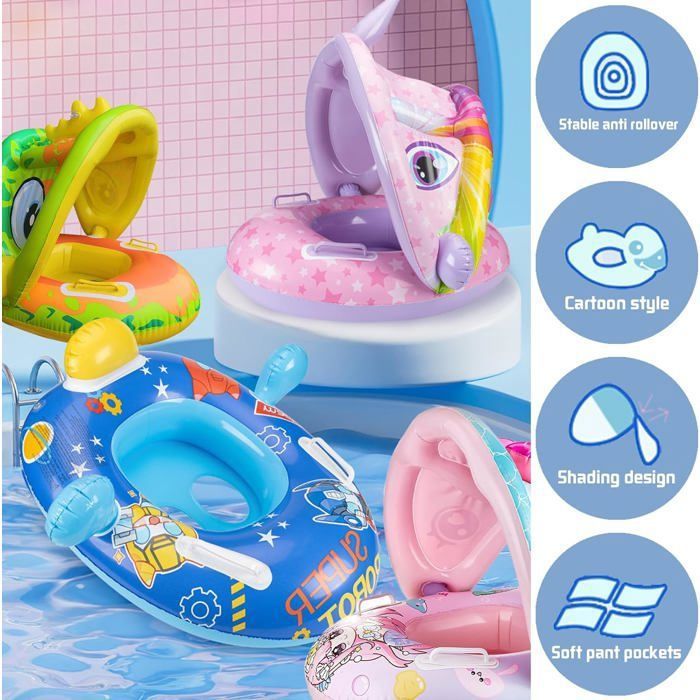 SOETDERT Bouée Bébé Licorne Avec Siège - Anneau Gonflable Pour 6-36 Mois - Poignées, Sécurité, Cadeau Été