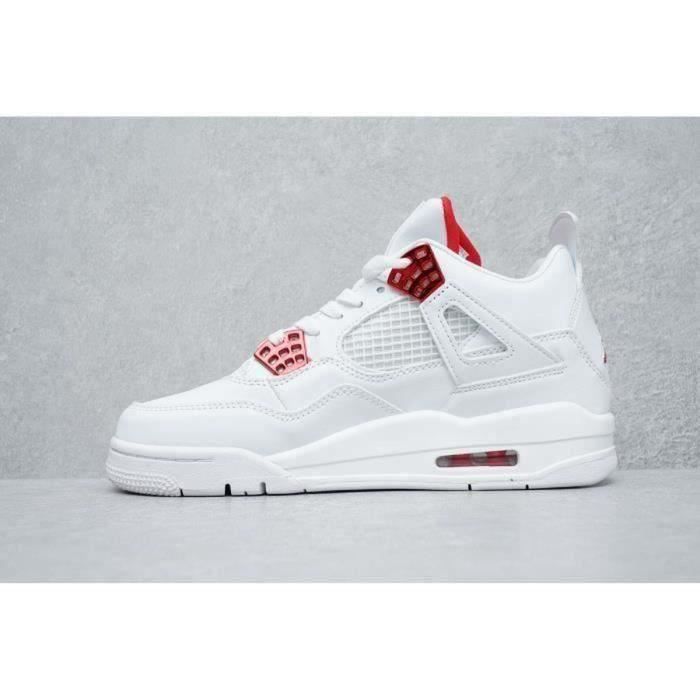 Basket Airs jorrdanns 4 Retro Metallic Red Femme Homme Chaussures De Basket Aj 4 Blanche Et Rouge Pas Cher rouge