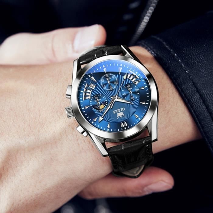 Montre homme de marque chronographe lumineux tanche multifonction