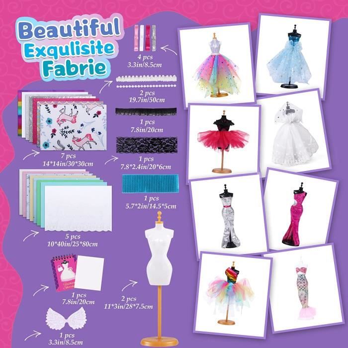 Loisirs Créatifs - Tacobear Design Enfant Kit Couture Kits Fille 8 9 10 11  12 13 Ans Mannequin Carnet Croquis