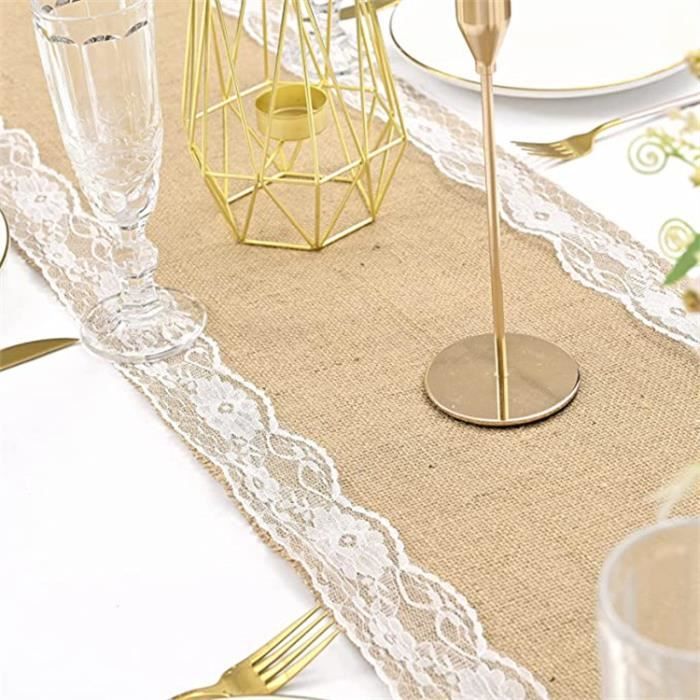 Rouleau Toile De Jute 30x275cm - Chemin De Table Rustique, Finition Bordure, Pour Mariage Ou Décoration Maison