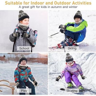 Ensemble Bonnet Et écharpe D'hiver En Tricot Chaud Avec Doublure En Polaire Pour Enfants De 2 à 8 Ans, Ski En Plein Air, Type 2