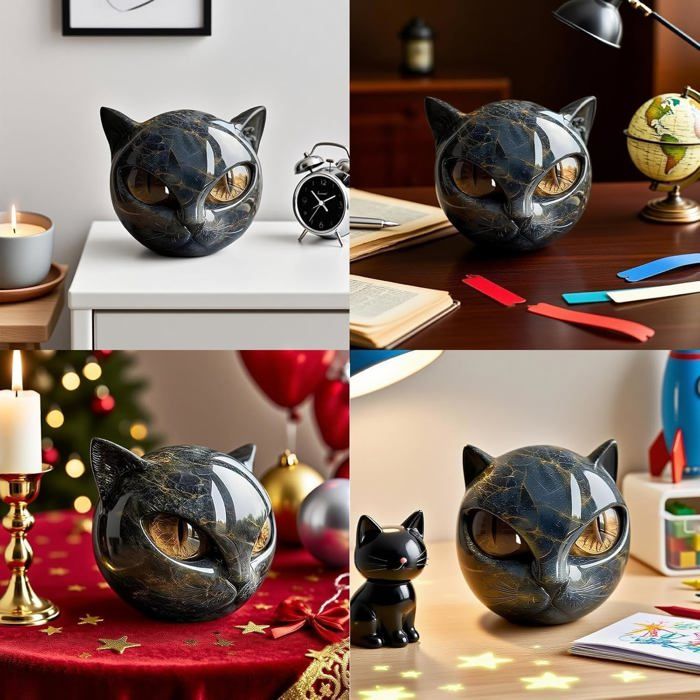 Statue deco,Figurine de chat noir bouddha,décoration de méditation,à