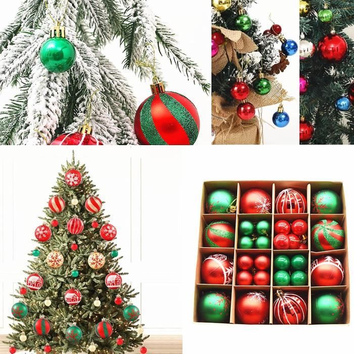 18Pcs Boules De Noël En Plastique, Boules De Noël à Suspendre