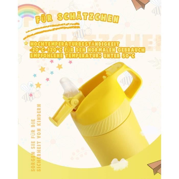 FEIJIAN FJbottle Gourde Isotherme Enfant avec paille - 350ML/400ML  Bouteille Isotherme Enfant - Sans BPA Tritan, Anti-fuite reutilisable pour  l'école