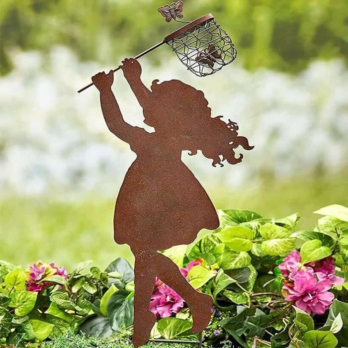Décoration de jardin en métal silhouettes enfant - Blanc - Marque