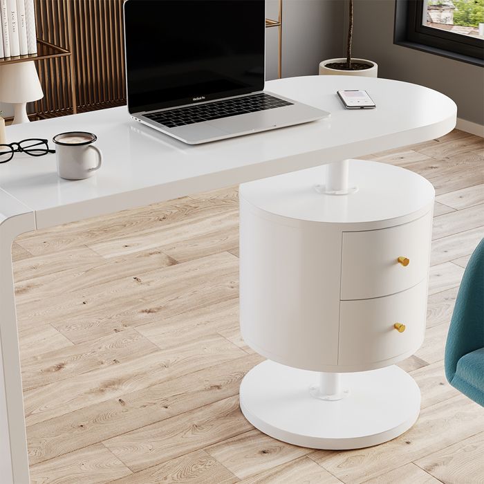 Bureau Informatique Vicco Nico Blanc - 4 Tiroirs, Tablettes, 137x60x76.3 Cm