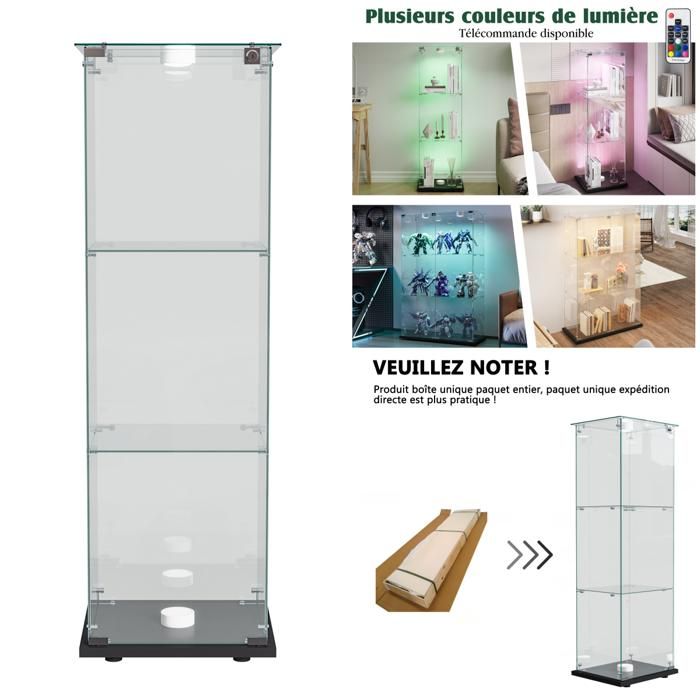 Vitrine en verre trempé, trois niveaux vitrine salon, vitrine ...