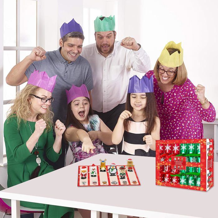 Crackers De Noël - Lot De 6 - Contient Jouets à Remonter, Couronnes En Papier - Pour Animer La Table De Noël, Traditions Festives