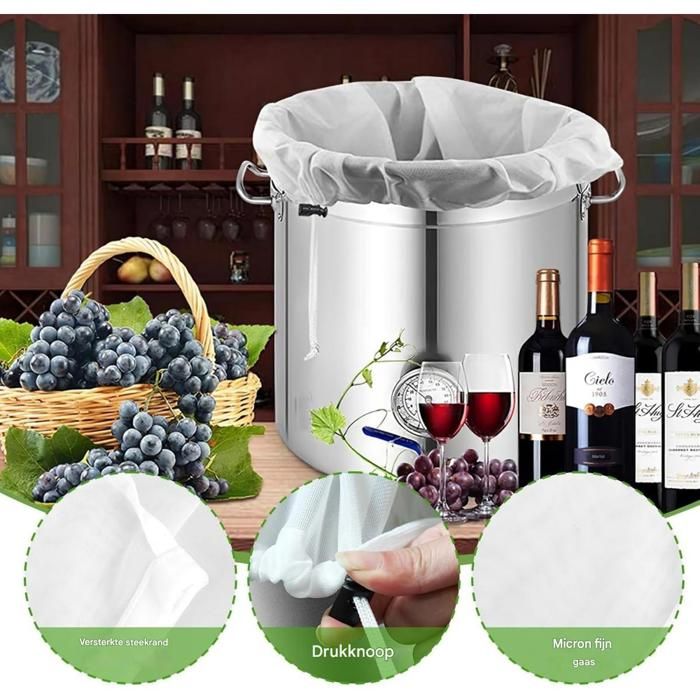 Lot De 3 Sacs Filtrants Pour Brassage 45x60 Cm – Maille 80 Microns Nylon Réutilisable – Bière, Confiture, Boissons Maison