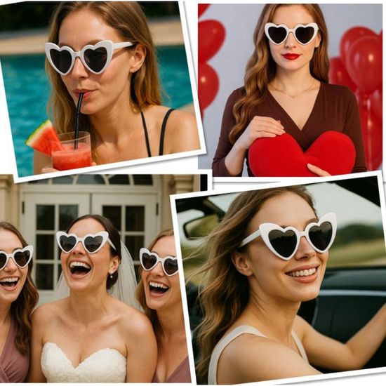 Kit DIY Lunettes Cœur - 8 Paires + Strass Et Lettres, Décorations Pour Fête, Anniversaire, Mariage, Cosplay