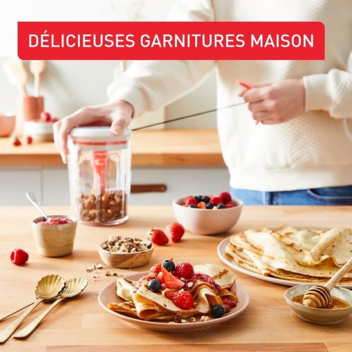 Tefal Crêpes Express Slimme mixer, 900 ml, wafels pannenkoeken in 2 minuten, klontervrij deeg, zelfgemaakt, perfecte resultaten, eenvoudig te bedienen, 3 geïntegreerde schaalrecepten K1844404