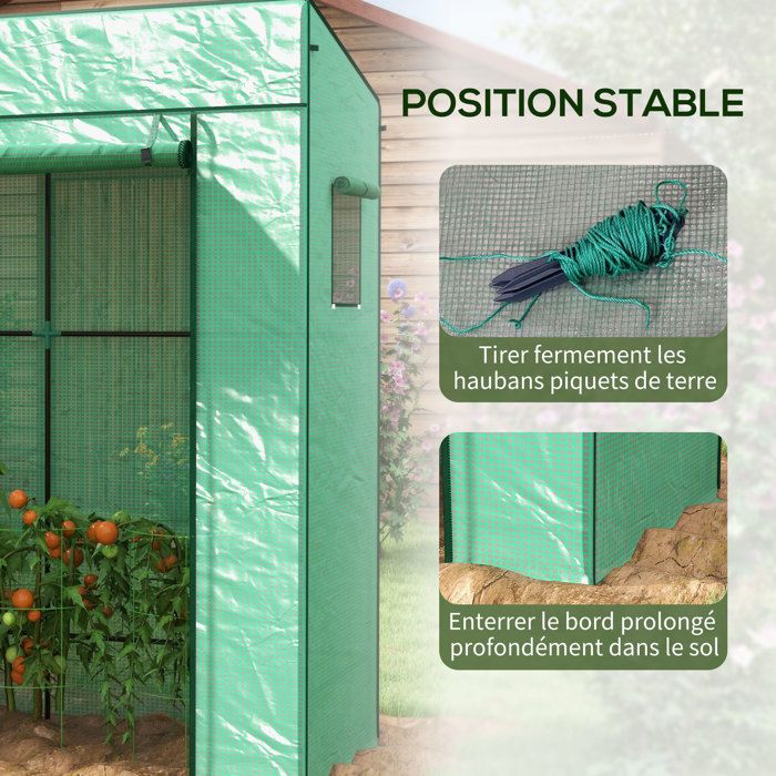 Serre De Jardin Mini Balcon 126x69x49 Cm – Bâche PVC Transparente Renforcée, Porte Zippée, Protection Plantes Extérieur/Intérieur
