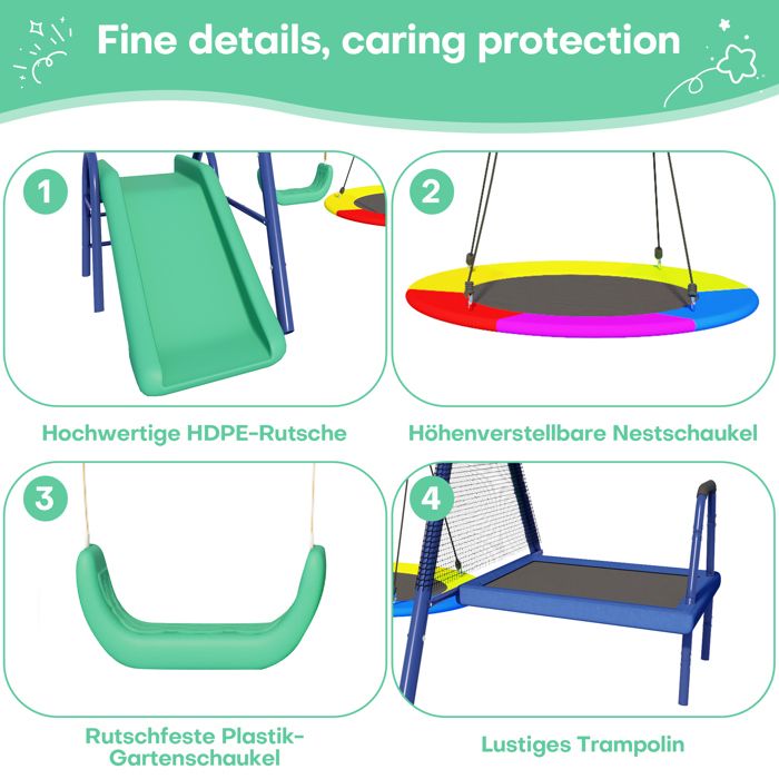 Ensemble de balançoires Toboggan de Jeux pour Enfants Échelle porte de