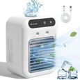 Mini climatiseur portable –25W USB rechargeable avec brumisation et batterie longue durée – pour chambre, bureau et camping – Blanc