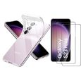 Coque Silicone Transparente + 2 Verres Trempes Pour Samsung Galaxy S23 Plus 5G Little Boutik® Protection Antichoc-0