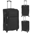LEX Ensemble de valises souples 3 pcs - Qqmora - Moderne - Noir - Tissu Oxford enrobé de PVC - 45 x 35 x 73 cm-0