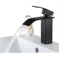 Robinet cascade monobloc à bec haut, mitigeur de lavabo haut, robinet d'évier monotrou (noir) - 18.5*17.2*5cm