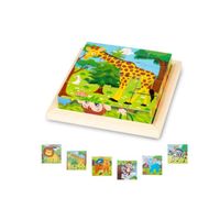 Puzzles en Bois Enfant - - 6 en 1 3D Puzzle Cube Animaux - Jouet Éducatif Préscolaire Garçon Filles Cadeau