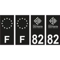 82 Tarn et Garonne logo noir autocollant plaque immatriculation auto sticker Lot de 4 Stickers - Angles : droits