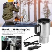 Bouilloire électrique,Tasse chauffante Portable en acier inoxydable de 450ml, 12V DC, pour eau, café, thé, lait, USB