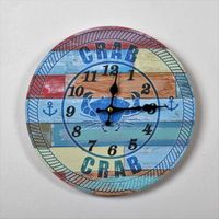 CLOCK Horloge Pendule aspect bois Crabe - Ø 28cm