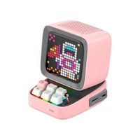 Divoom Ditoo plus Retro Pixel Art Game Bluetooth Speaker avec écran frontal 16X16 LED contrôlé par application，pink