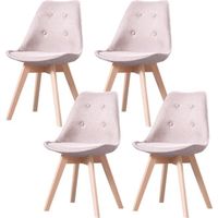 Lot de 4 chaises scandinaves capitonnées en tissu taupe et pieds en bois massif - MADE4US