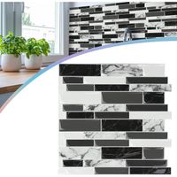NAIZY Lot de 10 PVC Autocollants pour Carrelage 30 x 30 cm Stickers Carrelage pour cuisine, salle de bain (type A - noir marbre)