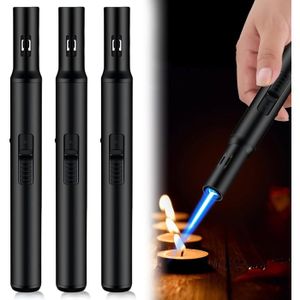 GAOUTO - Lot De 3 Briquets Tempête Rechargeables Au Butane | Flamme Puissante Réglable | Résistant Au Vent | Idéal Pour L'extérieur, Cadeau Homme