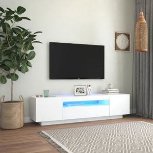 MEUBLE TV SIB Meuble TV avec lumières LED Blanc 160x35x40 cm