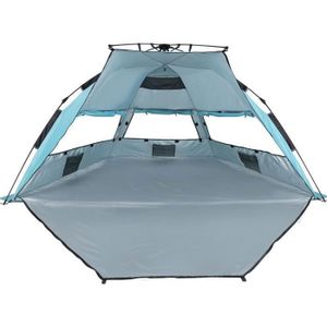 ABRI DE PLAGE Tente de Plage Tente de Camping Pop-up Automatique Famille 3-4 Personnes Anti UV, Sac de Transport, 250x130cm