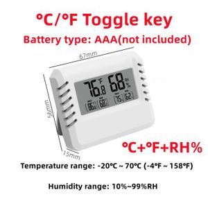 MESURE THERMIQUE Mini hygromètre numérique LCD Therye.com,capteur de température intérieur,humidimètre,jauge,câble d'instruments- New-C-F-Withe