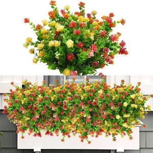 FLEUR ARTIFICIELLE 6Pcs Fleurs Artificielles Extérieures Fleur Artificiel en Plastique Résistantes aux UV Faux Fausse Fleurs Exterieur Verdure A66